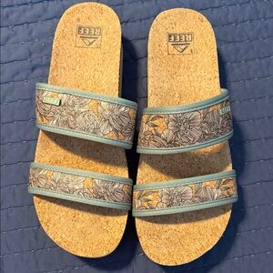 Reef Cork Sandals with Floral Pattern